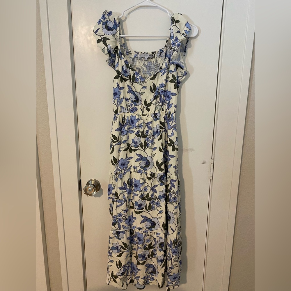 Baltic Born Blue and Cream Floral Maxi Dress